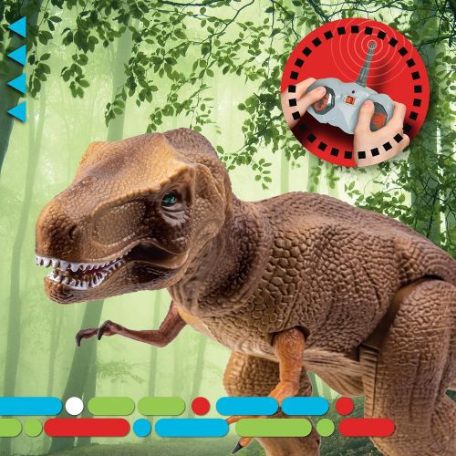  Discovery Kids Remote Control RC T Rex Dinosaur Electronic Toy Action Figure Moving & Walking Robot w/ Roaring Sounds & Chomping Mouth, Realistic Plastic Model, Boys & Girls 6 Year