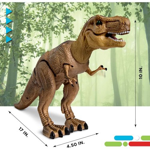  Discovery Kids Remote Control RC T Rex Dinosaur Electronic Toy Action Figure Moving & Walking Robot w/ Roaring Sounds & Chomping Mouth, Realistic Plastic Model, Boys & Girls 6 Year