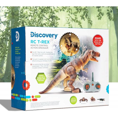  Discovery Kids Remote Control RC T Rex Dinosaur Electronic Toy Action Figure Moving & Walking Robot w/ Roaring Sounds & Chomping Mouth, Realistic Plastic Model, Boys & Girls 6 Year