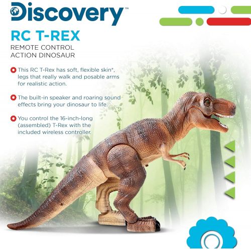  Discovery Kids Remote Control RC T Rex Dinosaur Electronic Toy Action Figure Moving & Walking Robot w/ Roaring Sounds & Chomping Mouth, Realistic Plastic Model, Boys & Girls 6 Year