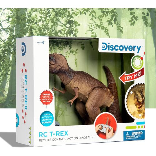  Discovery Kids Remote Control RC T Rex Dinosaur Electronic Toy Action Figure Moving & Walking Robot w/ Roaring Sounds & Chomping Mouth, Realistic Plastic Model, Boys & Girls 6 Year