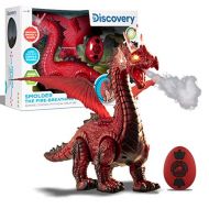Discovery Kids RC Dragon Smoke Breathing Pet Toy, Infrared Remote-Controlled Walking and Flapping Wings, Light Up Dragon Roars and Growls