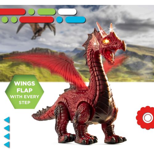  Discovery Kids RC Dragon Smoke Breathing Pet Toy, Infrared Remote-Controlled Walking and Flapping Wings, Light Up Dragon Roars and Growls