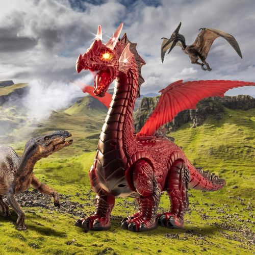  Discovery Kids RC Dragon Smoke Breathing Pet Toy, Infrared Remote-Controlled Walking and Flapping Wings, Light Up Dragon Roars and Growls