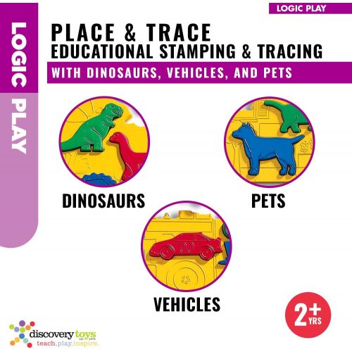  Discovery Toys Place & Trace Educational Dough Stamping & Tracing Dinosaurs, Vehicles & Animals Set | Kid-Powered Learning | STEM Toy Early Childhood Development