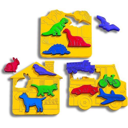  Discovery Toys Place & Trace Educational Dough Stamping & Tracing Dinosaurs, Vehicles & Animals Set | Kid-Powered Learning | STEM Toy Early Childhood Development