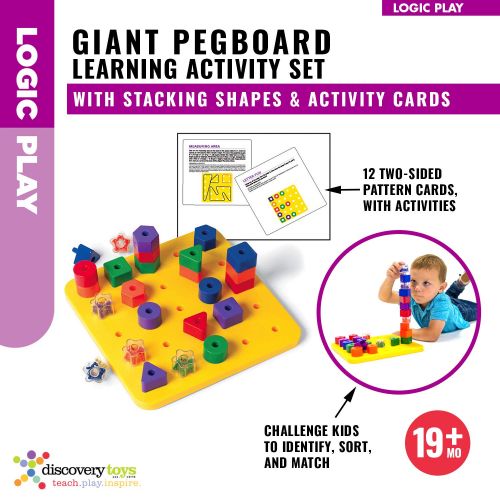  Discovery Toys Giant PEGBOARD with Stacking Shapes & Activity Cards| Kid-Powered Learning | STEM Toy Early Childhood Development 19 Months and Up