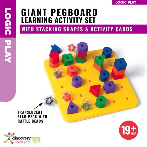  Discovery Toys Giant PEGBOARD with Stacking Shapes & Activity Cards| Kid-Powered Learning | STEM Toy Early Childhood Development 19 Months and Up