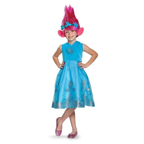  Disguise Poppy Deluxe W/Wig Trolls Costume, Blue, Small (4-6X)