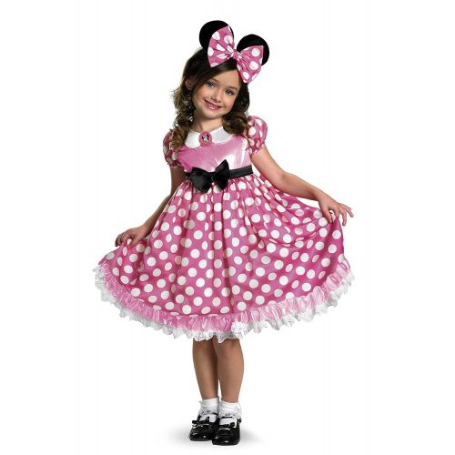  Disguise Minnie Mouse Glow In The Dark Dot Dress Costume, Pink/White, Small