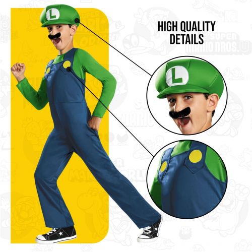  Disguise Nintendo Super Mario Brothers Luigi Classic Boys Costume, Large/10-12