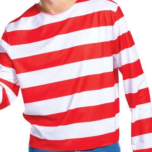  할로윈 용품Disguise Wheres Waldo Halloween Costume, Official Adult Waldo Costume Set with Shirt and Cap with Glasses Outfit