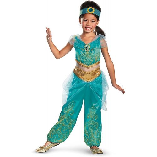  할로윈 용품Disguise Disneys Alladin Jasmine Sparkle Deluxe Girls Costume, 3T-4T