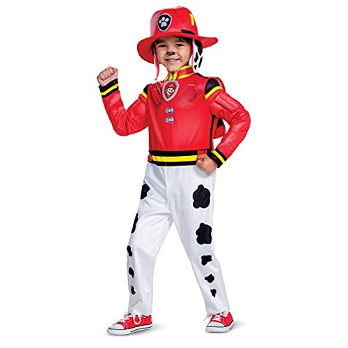  할로윈 용품Disguise Paw Patrol Marshall Costume Hat and Jumpsuit for Boys, Deluxe Paw Patrol Movie Character Outfit with Badge