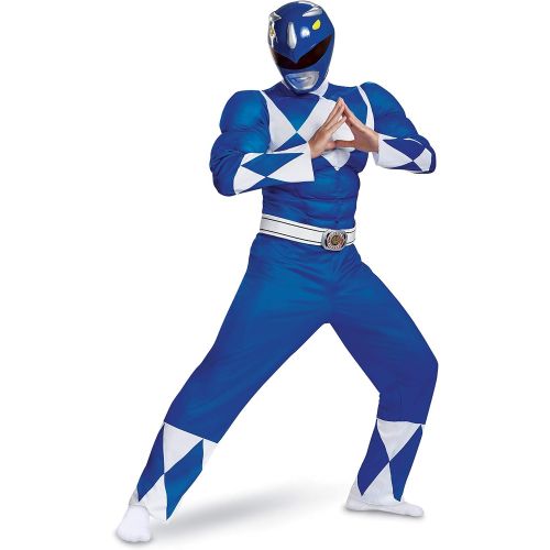  할로윈 용품Disguise Mens Power Rangers Blue Ranger Muscle Costume