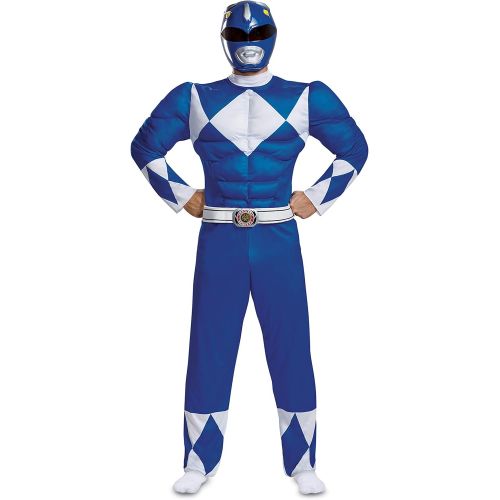  할로윈 용품Disguise Mens Power Rangers Blue Ranger Muscle Costume