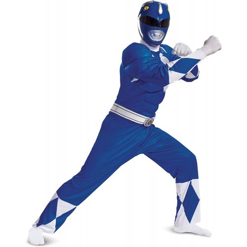  할로윈 용품Disguise Mens Power Rangers Blue Ranger Muscle Costume