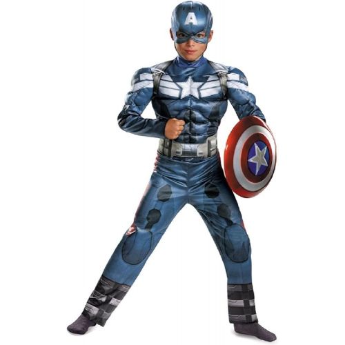  할로윈 용품Disguise Marvel Captain America The Winter Soldier Movie 2 Captain America Classic Muscle Boys Costume, Medium (7-8)