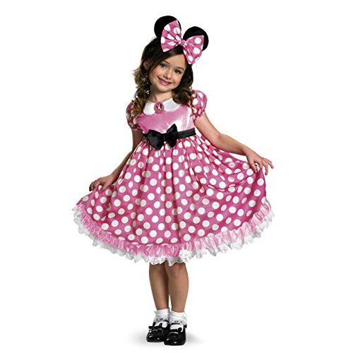  할로윈 용품Disguise costumes Disguise Mickey Mouse Clubhouse Pink Minnie Glow in the Dark Dot Dress Costume ,Pink/White ,X-Small 3T-4T