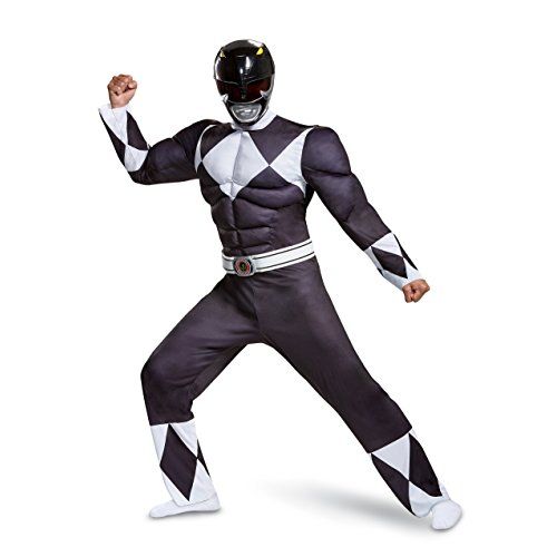  할로윈 용품Disguise Power Rangers Mens Black Ranger Muscle Costume