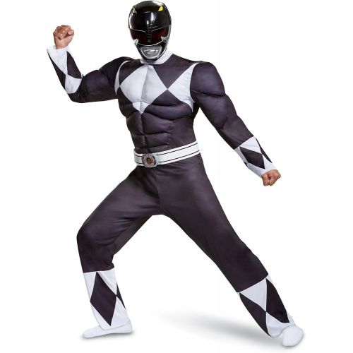  할로윈 용품Disguise Power Rangers Mens Black Ranger Muscle Costume