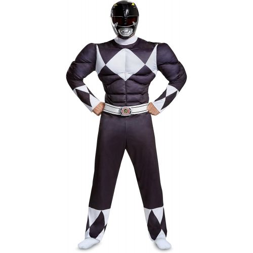  할로윈 용품Disguise Power Rangers Mens Black Ranger Muscle Costume