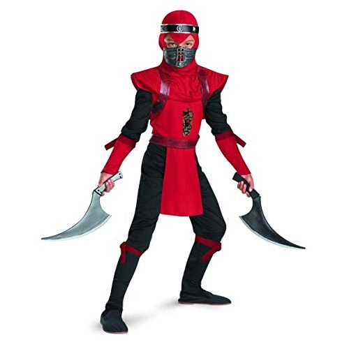 할로윈 용품Disguise Shadow Ninjas Night Fury Red Viper Ninja Deluxe Boys Costume, 10-12