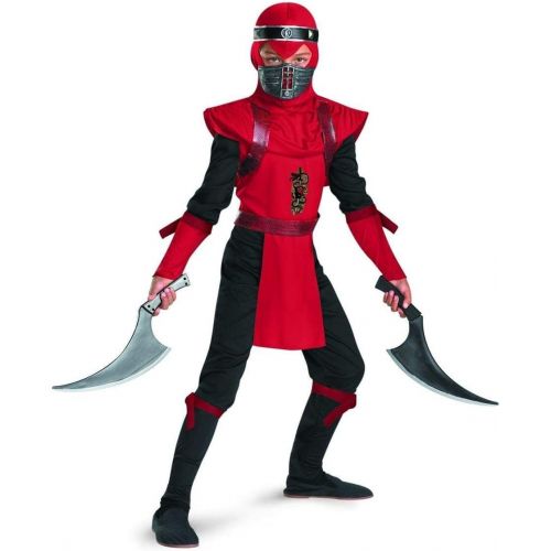  할로윈 용품Disguise Shadow Ninjas Night Fury Red Viper Ninja Deluxe Boys Costume, 10-12