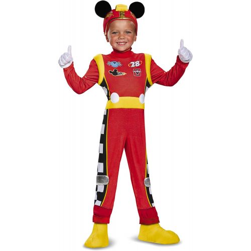  할로윈 용품Disguise Disney Mickey Mouse Roadster Racer Deluxe Toddler Boys Costume Multicolor, M (3T-4T)