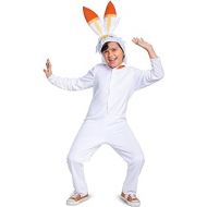 Disguise Scorbunny Pokemon Kids Costume, Official Pokemon Hooded Jumpsuit with Ears