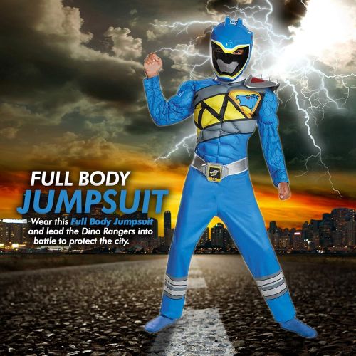  할로윈 용품Disguise Blue Ranger Dino Charge Classic Muscle Costume, Medium (7-8)