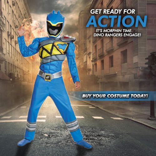  할로윈 용품Disguise Blue Ranger Dino Charge Classic Muscle Costume, Medium (7-8)