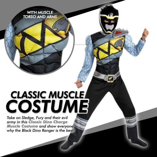  할로윈 용품Disguise Black Ranger Dino Charge Classic Muscle Costume, Small (4-6)