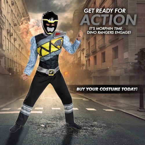  할로윈 용품Disguise Black Ranger Dino Charge Classic Muscle Costume, Small (4-6)