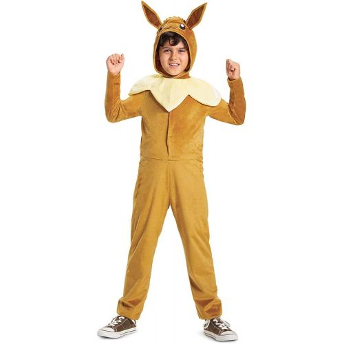  할로윈 용품Disguise Eevee Pokemon Kids Costume, Official Pokemon Hooded Jumpsuit with Ears