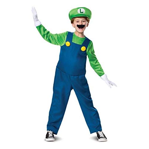  할로윈 용품Disguise Nintendo Luigi Deluxe Boys Costume Green, M (7-8)