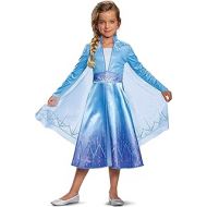 할로윈 용품Disguise Disney Elsa Frozen 2 Deluxe Girls Halloween Costume Blue, Small (4-6)