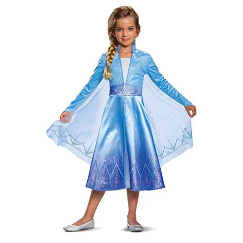  할로윈 용품Disguise Disney Elsa Frozen 2 Deluxe Girls Halloween Costume Blue, Small (4-6)