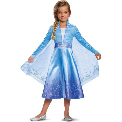  할로윈 용품Disguise Disney Elsa Frozen 2 Deluxe Girls Halloween Costume Blue, Small (4-6)