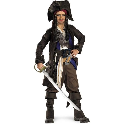  Disguise Disney Pirates of The Caribbean Captain Jack Sparrow Prestige Premium Boys Costume, Small4-6