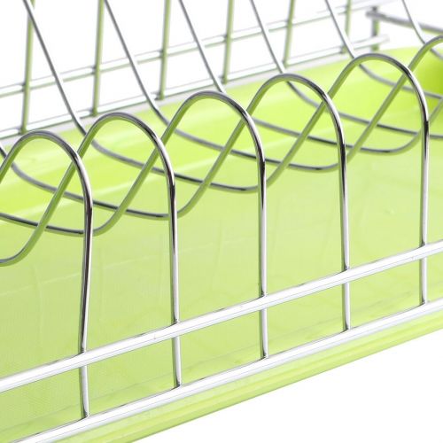  Dish Plate Rack Drying Organizer Drainer Storage Holder Kitchen Restaurant - Silver Tone by Unique Bargains