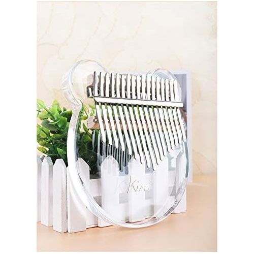  [아마존베스트]DishyKooker Kalimba Acrylic Thumb Piano 17 Keys with Tuner Hammer Gig Bag Transparent Cute Cat Thumb Piano Kalimba Mbira