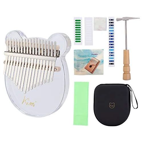  [아마존베스트]DishyKooker Kalimba Acrylic Thumb Piano 17 Keys with Tuner Hammer Gig Bag Transparent Cute Cat Thumb Piano Kalimba Mbira