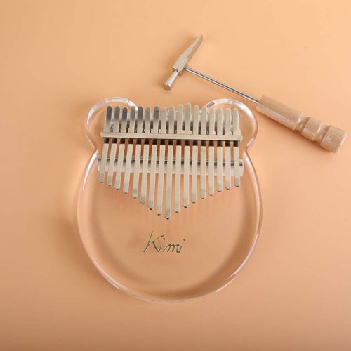  [아마존베스트]DishyKooker Kalimba Acrylic Thumb Piano 17 Keys with Tuner Hammer Gig Bag Transparent Cute Cat Thumb Piano Kalimba Mbira