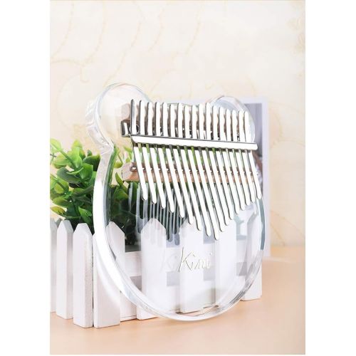  [아마존베스트]DishyKooker Kalimba Acrylic Thumb Piano 17 Keys with Tuner Hammer Gig Bag Transparent Cute Cat Thumb Piano Kalimba Mbira