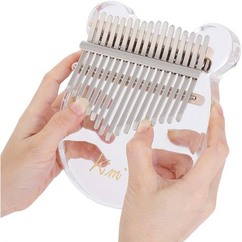  [아마존베스트]DishyKooker Kalimba Acrylic Thumb Piano 17 Keys with Tuner Hammer Gig Bag Transparent Cute Cat Thumb Piano Kalimba Mbira