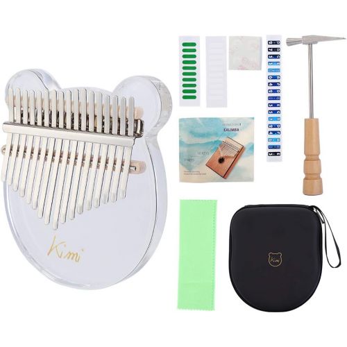  [아마존베스트]DishyKooker Kalimba Acrylic Thumb Piano 17 Keys with Tuner Hammer Gig Bag Transparent Cute Cat Thumb Piano Kalimba Mbira