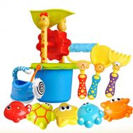 DishyKooker New 11pcs Mix Color Bucket Rakes Sand Wheel Watering Outdoor Beach Play Bath Toy Set Beach Toy for Children Gifts 11pcs in OPP Bag