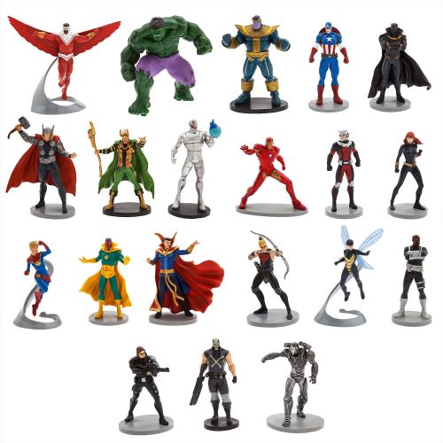 디즈니 Disney Avengers Mega Figurine: Captain America-Iron Man-Winter Soldier-War Machine-Falcon-Black Panther-Hawkeye-Vision-Ant-Man-Ultron-Dr Strange-Loki-Hulk-Nick Fury-Thor-Captain Marvel-Th