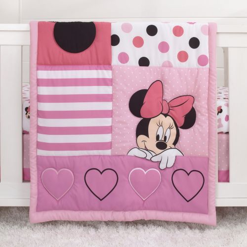 디즈니 Disney Minnie Mouse Loves Dots 3 pc.Crib Bedding Set and Keepsake Storage Box